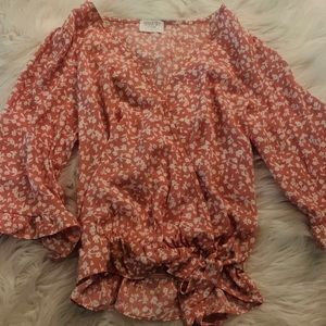 Pink Floral Tie Top